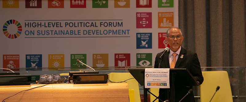 Photo of Minister Masagos Zulkifli at the 2018 United Nations High-Level Political Forum on Sustainable Development
