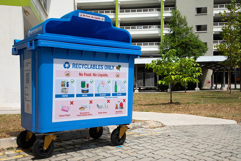 image of new recycling blue bin